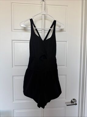 Amazon Black Crossback Girls Romper with Waist Cutout